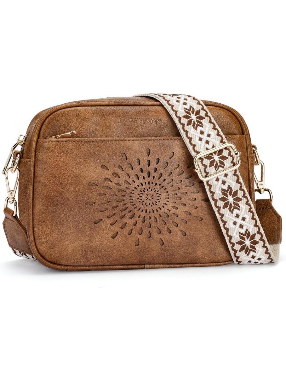 Women's Brown Leather Small Crossbody Handbags with Shoulder Adjustable Strap